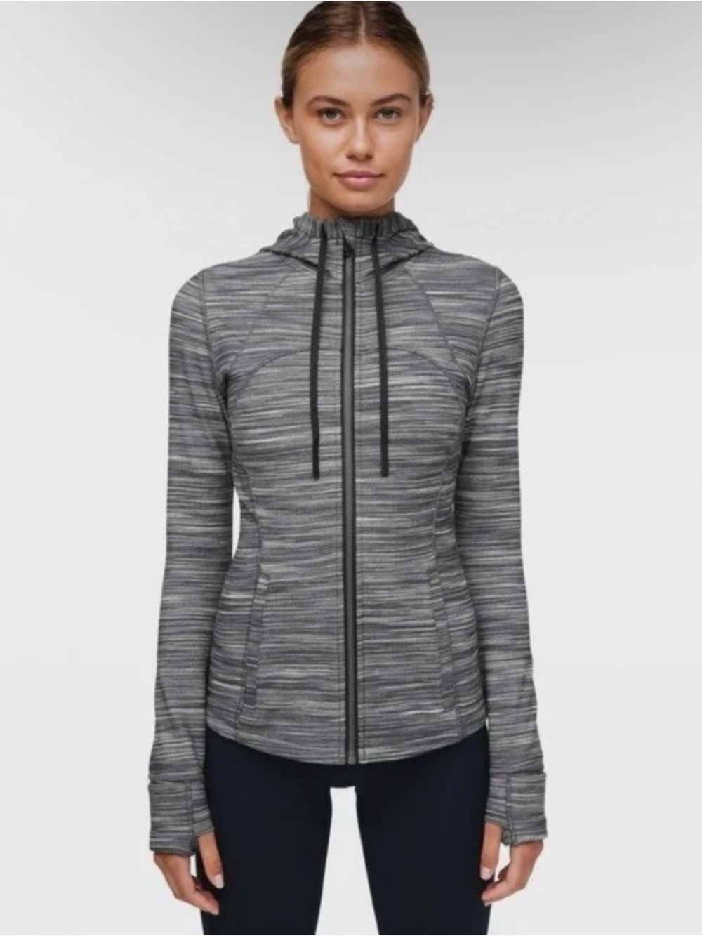Lululemon Women’s Heathered Black & White Nulu Defined Hooded Jacket Size 6